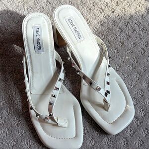 Steve Madden White Studded Sandals